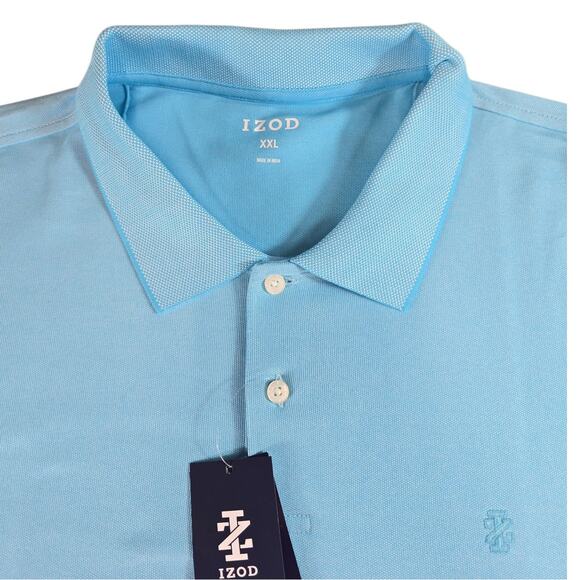 IZOD Performance Polo Shirt Mens XXL Teal Blue Golf UPF-15 Wicking Cotton Blend - Picture 3 of 8